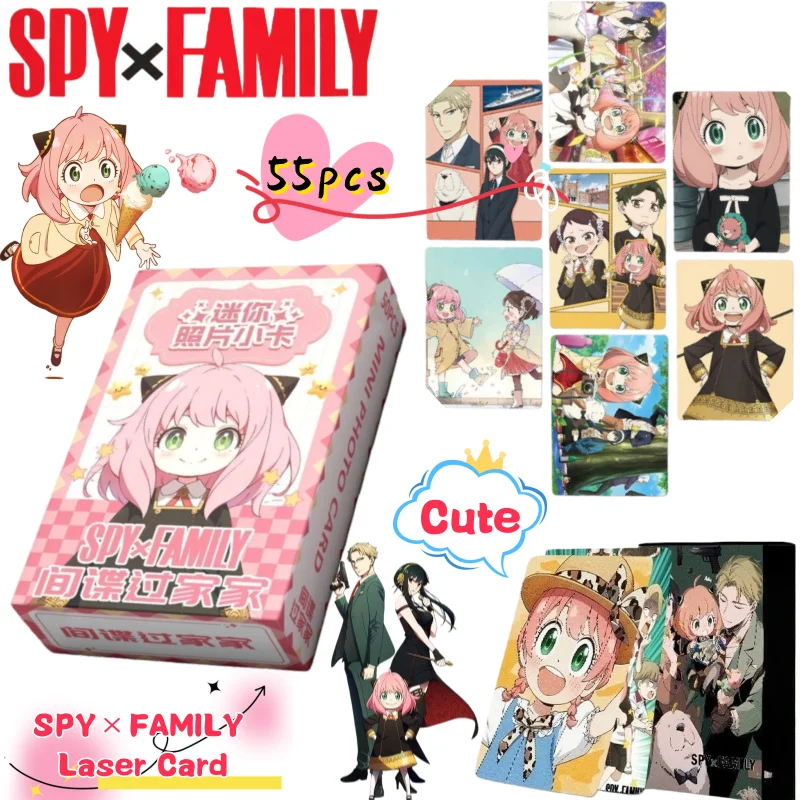 Nieuwe SPY × FAMILY Anya Forger Laid Laser Card High Color Value Anime Cartoon Printing Student Postcard Polyaroid Collection Card