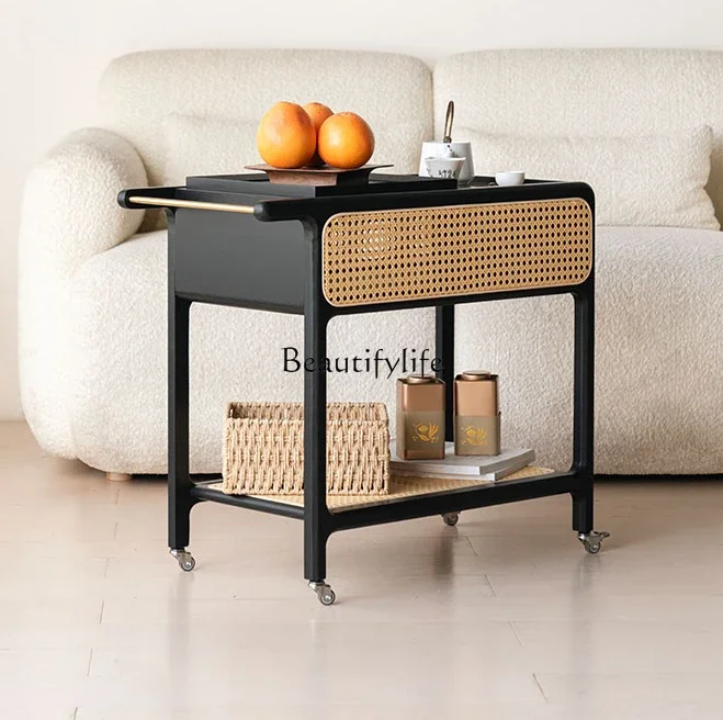 

Black removable side few oak rattan retro silent wind trolley