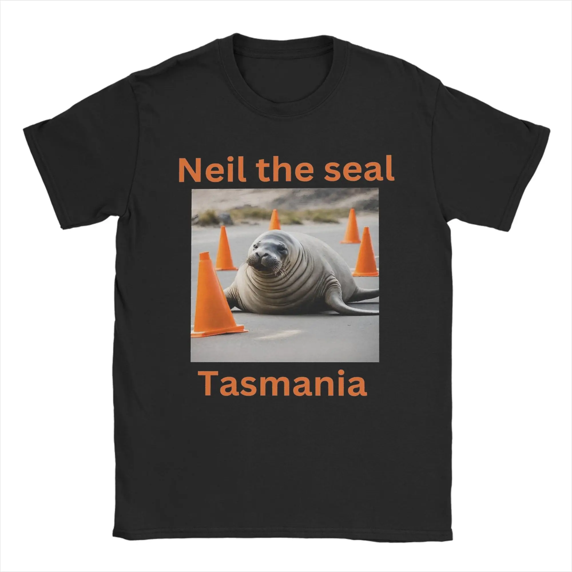 Funny Tasmania's Neil the Seal T-Shirts Men Round Collar 100% Cotton T Shirts  Short Sleeve Tee Shirt Plus Size Clothing