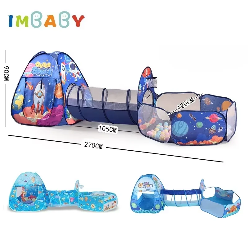 IMBABY جديد 3 في 1 كرات أطفال خيمة لعبة لحمام السباحة ونفق الزحف ملعب منزلي للأطفال خيمة ألعاب كروية قابلة للطي للأطفال