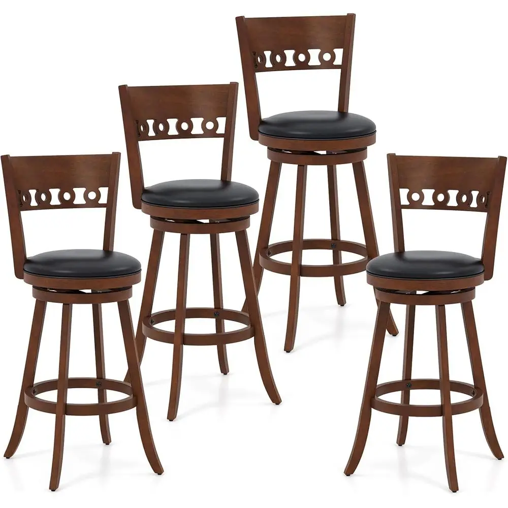 

Set of 4, 30.5 High Bar Stools with Wood Legs, Padded Seats, for Kitchen Island or Bar