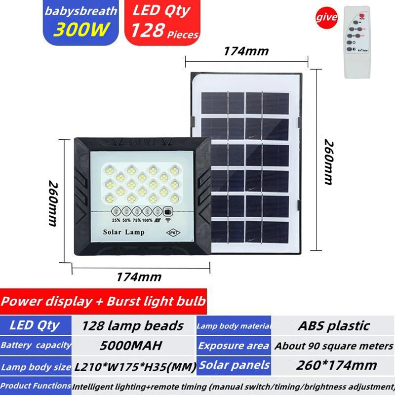 Solar Lamp 72-200 LED Outdoor Super Bright Wall Lamp with Motion Sensor Remote Control Waterproof Courtyard Garage Lighting