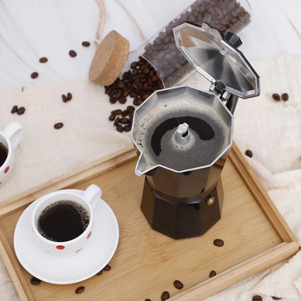 

Percolator Black Coffee Maker Moka Pot with Handle Octagonal Espresso Kettle with Filter 150ml/300ml Espresso Coffee Maker Home