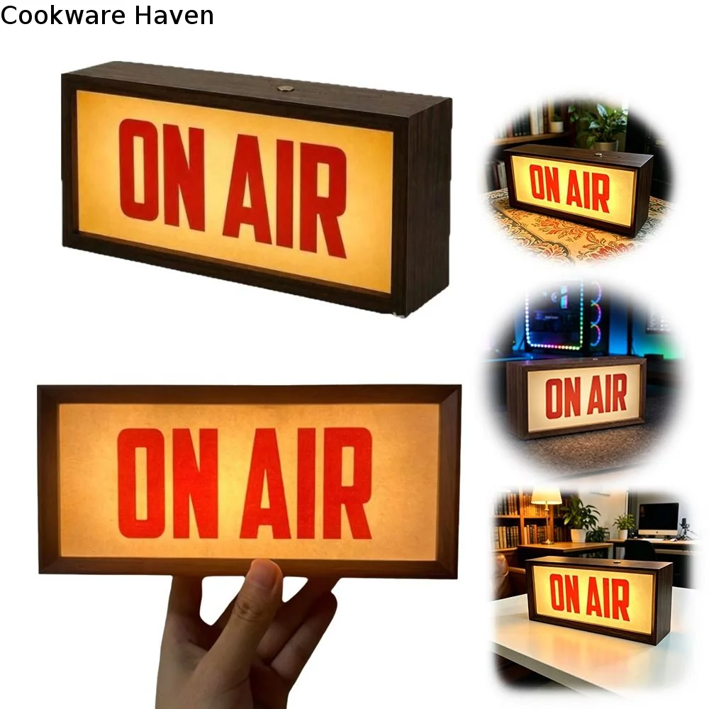 Broadcast ON AIR Sign Battery Operated Wall Mount LED Light Box Desk Mount Light Up Design Recording Warning Indicator Lamp