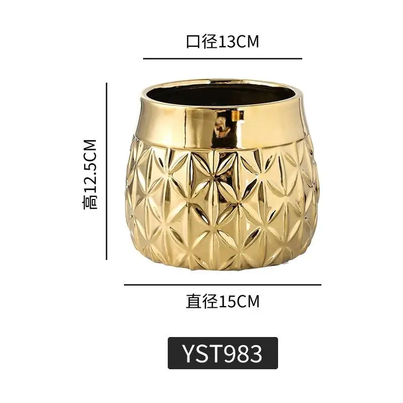 Nordic Style Geometric Shape Ceramic Material Flower Pot Office Flower Arrangement Decoration Balcony Coffee Table Flower Pot