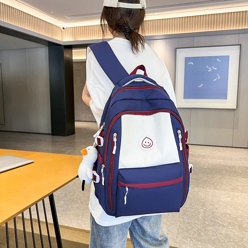 

Bags for Women 2023 New Multiple Pockets Anti-Theft Back Zipper Patchwork Fashion Backpack Casual Travel Single Girls Schoolbag