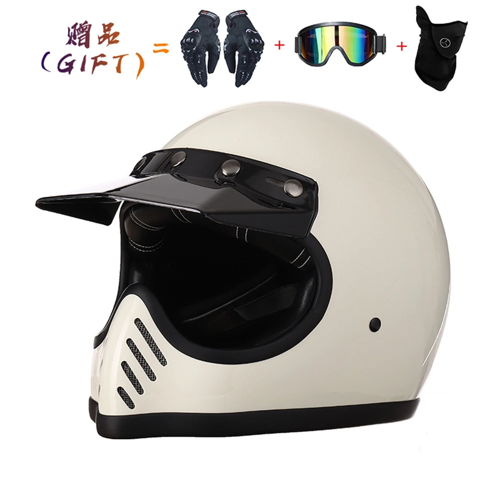 Japan Korea Vintage Style Fiberglass Motorcycle Helmet Cafe Racer Retro Safety Downhill Motocross Racing Capacete Moto Casco