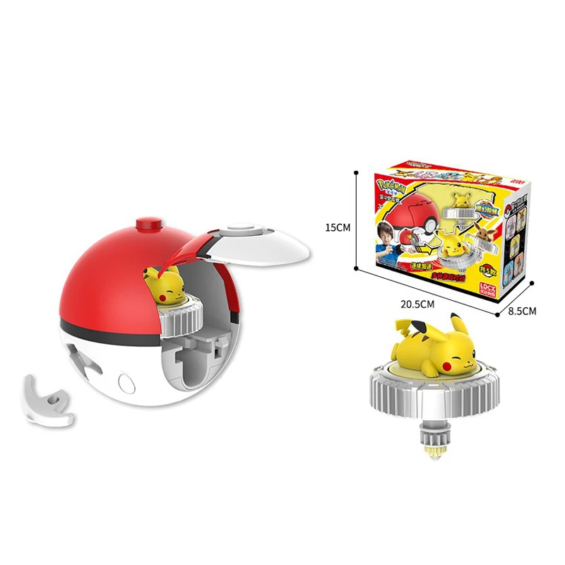 Auténtico Pokemon Pokeball Pikachu CHARMANDER SQUIRTLE EEVEE MEW modelo muñeca colgante superior giratorio juguete para niños regalo de Navidad