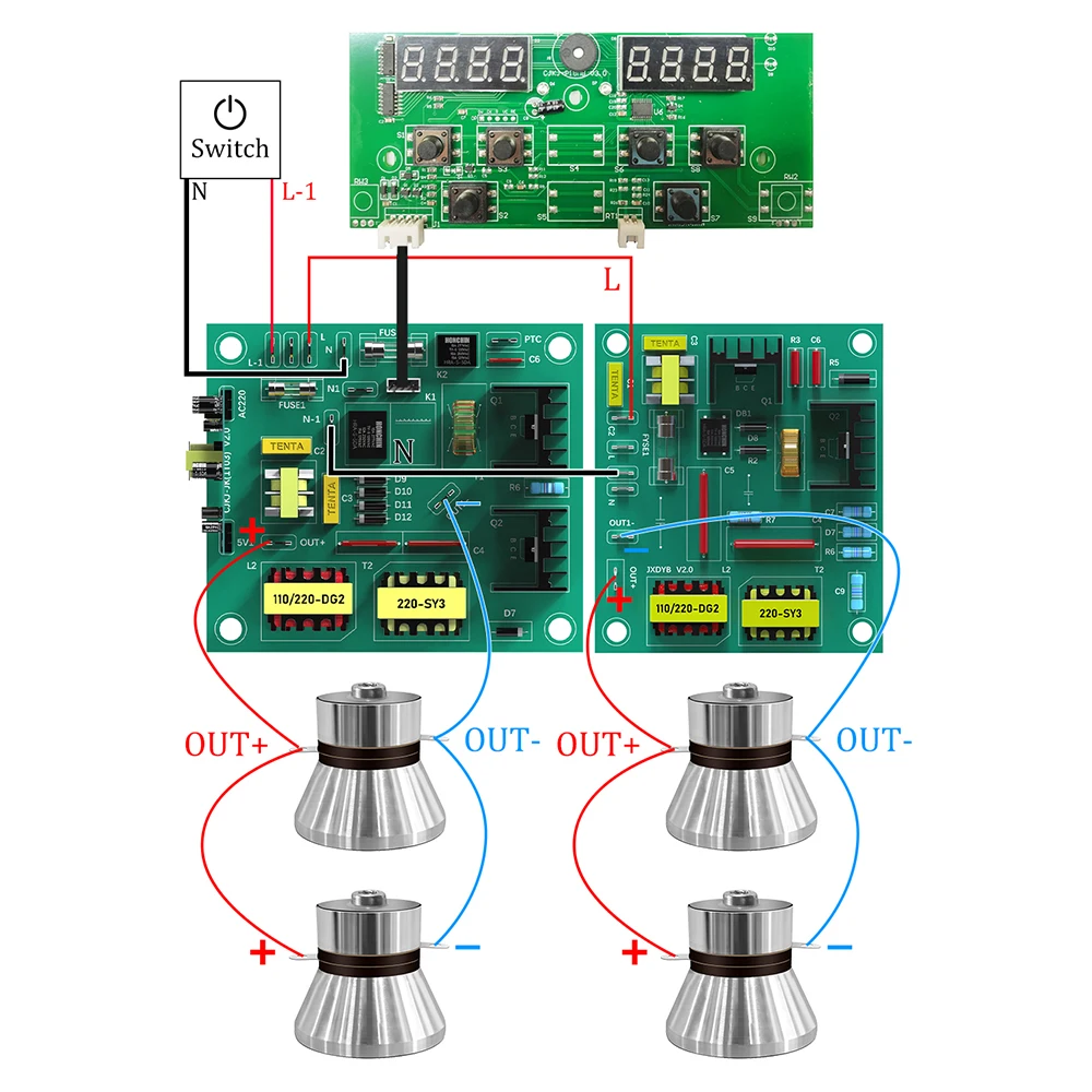 240W Ultrasonic Cleaner PCB Driver Boards Circuit Board Kit With 40KHz Ultrasounic Transducer