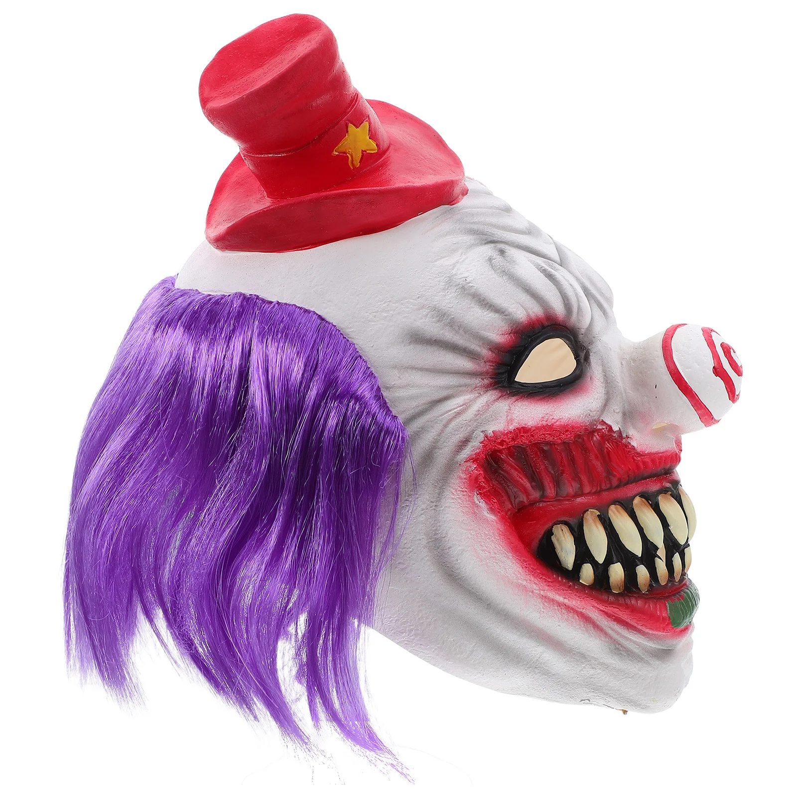 

Scary Clown Mask for Adults with Purple Green Hair - Realistic Horror mask for Halloween Masquerade Party Cosplay Costume