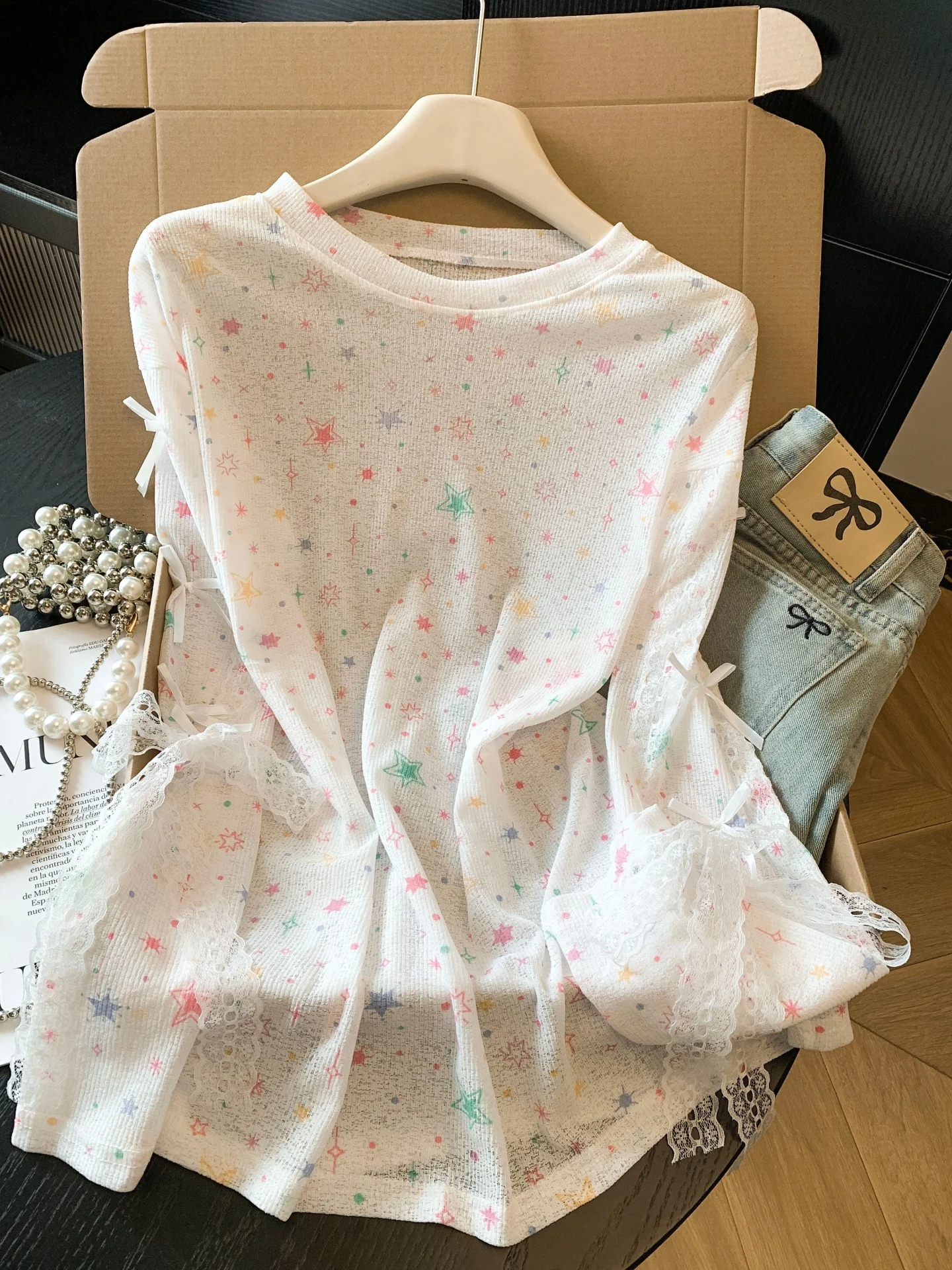 

Gentle Soft Sle Sun Protection Lace Cover up irt Women's Summer Thin Loose Fit Knot Design Regular Length Sve