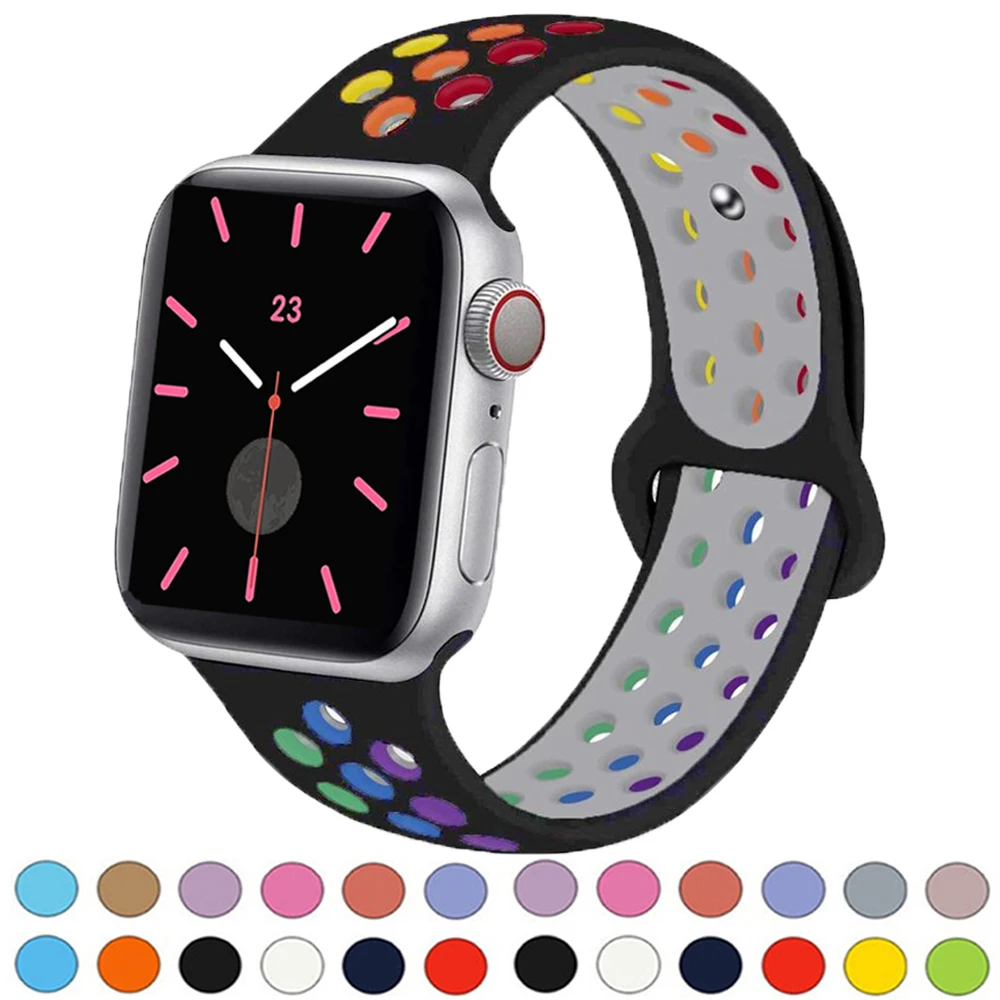 Sport strap For Apple Watch Band 44mm Ultra 2 49mm 45mm 38/40/41mm Silicone Pride Bracelet correa iWatch Series 8 7 6 4 5 3 9 SE