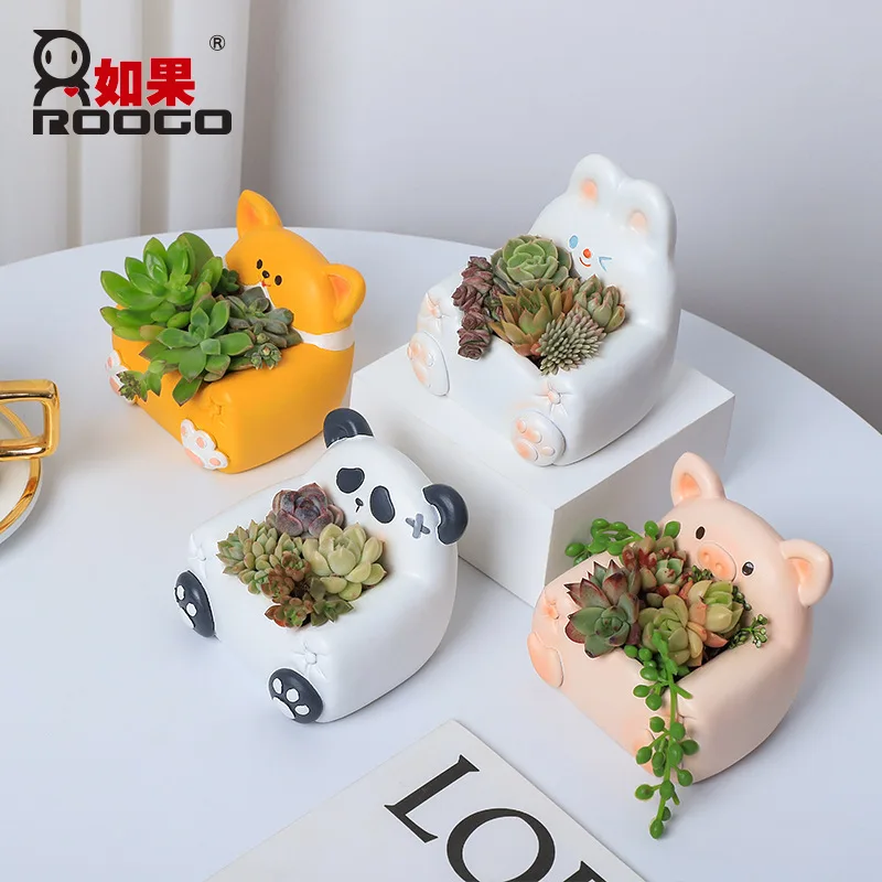 

Panda Green Plant Potted Flower Pot Fun Sofa Creative Style Resin Crafts Flower Decoration pots for plants