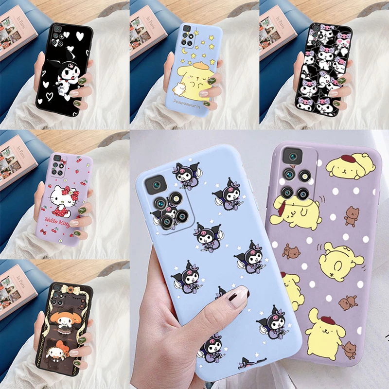 for Xiaomi Redmi 10 Case Cute Funny Kuromi Melody Pom Pom Purin Kitty Animal Soft TPU Silicone Anime Redmi10 2022 Phone Cover