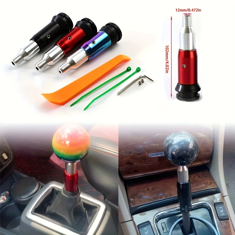 Car Modification Aluminum Alloy Shift Lever Adapter Extension Rod Manual, Gearshift Head Converter 12mm 18mm