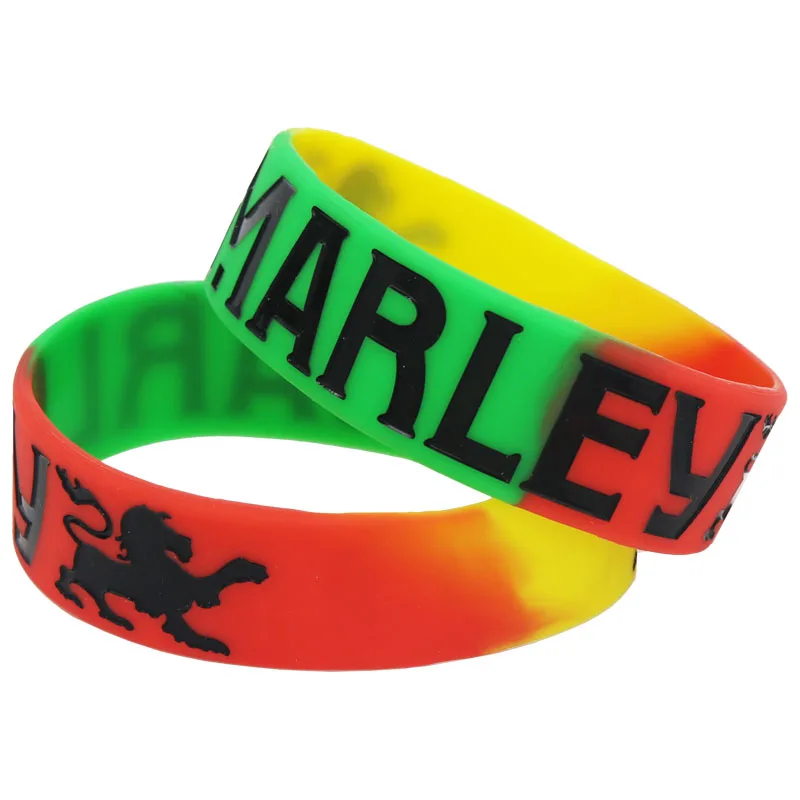 1PC Singer BOB Marley Silicone Wristband Reggae Music Fans Colorful Star Rasta Jamaica Reggae Wide Bracelets& Bangles Gift SH098