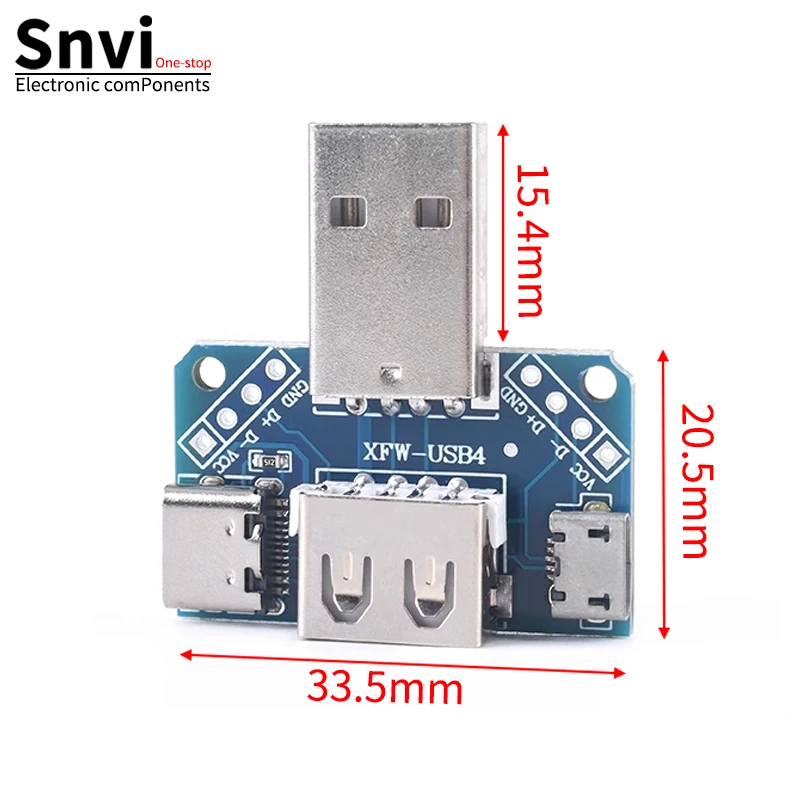 Snvi USB Hoofd Schakelbord Mannelijke USB Connector naar Type-c Micro Vrouwelijke USB 2.54-4P overdracht testbord USB adapter plaat XY-USB4