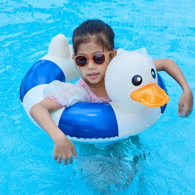 Gestreifte Ente Baby Aufblasbare Spielzeug PVC Cartoon Verdickte Schwimmen Ring Sommer Pool Strand Aufblasbare Schwimmende Wasser Spielzeug