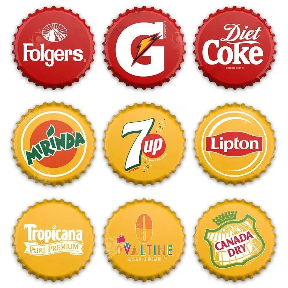 Drink Brand Bottle Cap Decor Tin Sign Plaque Decorative Metal Sign for Restaurant Kitchen Bar Club Wall Decoration