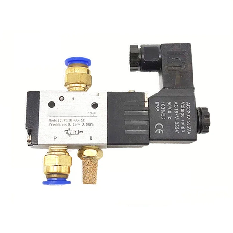 

3V110-06 12V 1/8" Solenoid Valve 3 Way Pneumatic Air Control Valve Electric Gas Magnetic Valve Alumium Body