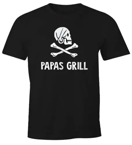 Herren T-Shirt Aufdruck lustig Papa' s Grill Totenkopf Knochen Fun-Shirt