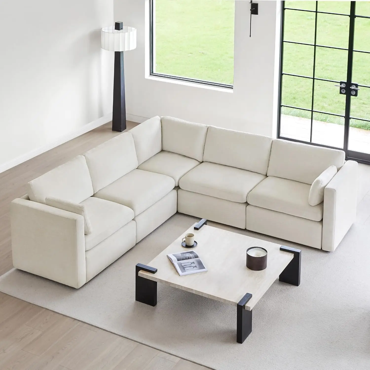 

Oversized Corner Modular Sectional Fabric Sofa Set, FSC Certified Extra Large 5 seat V Shaped Corner Sectional Cloud Couch