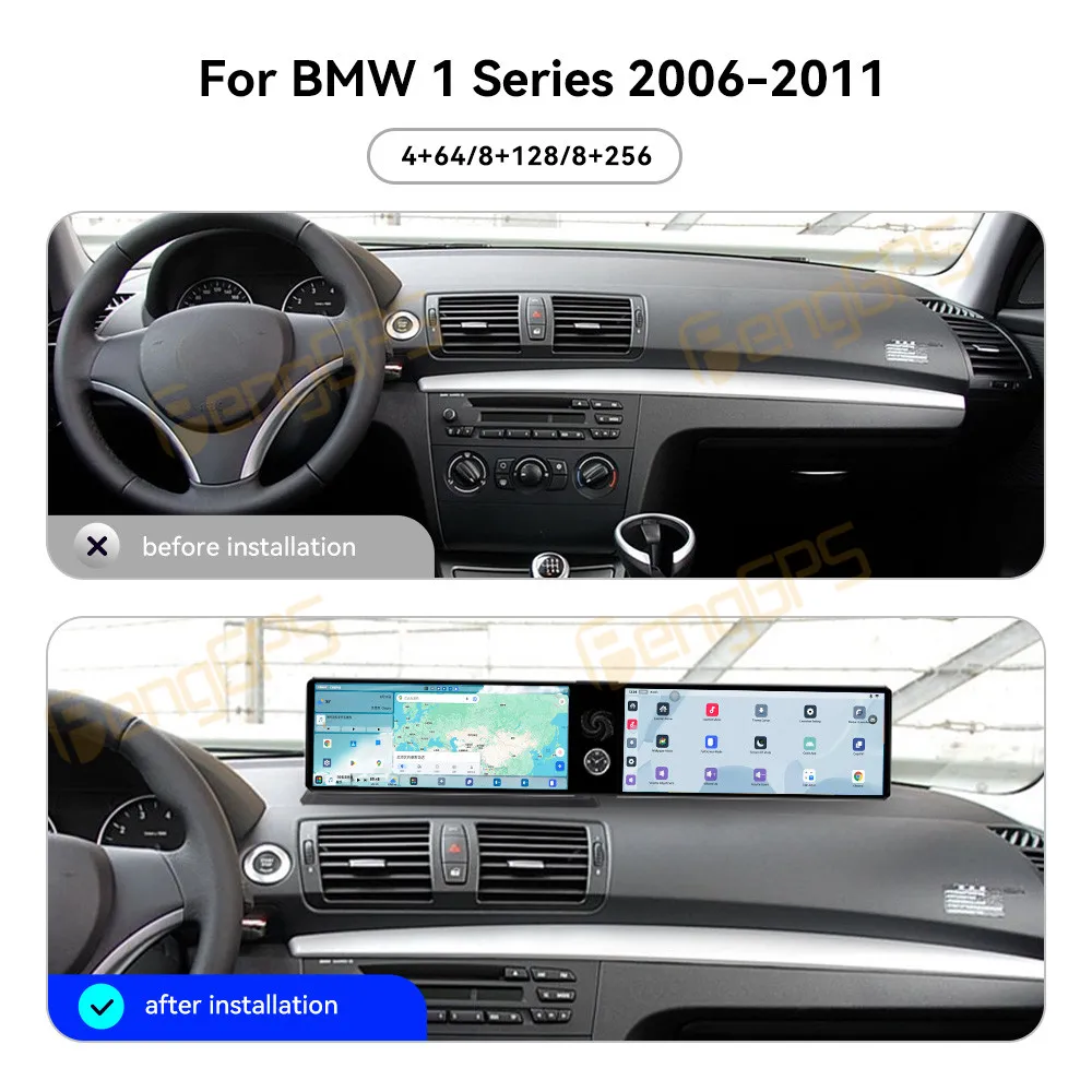 Dual Screen 12.3 Inch Android 13 Car Radio CarPlay For BMW 1 Series 2006-2011 NBT Touch Screen Multimedia Player GPS Navigation