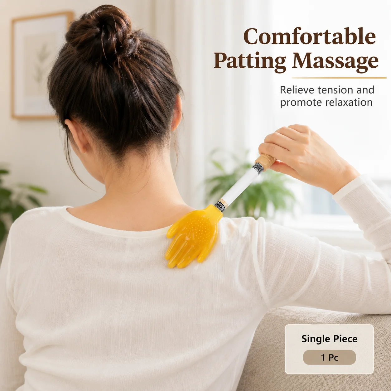 1Pc 34cm Silicone Hand Body Massage Paddle Patting Stick Long Handle Back Shoulder Leg Relaxation Massager