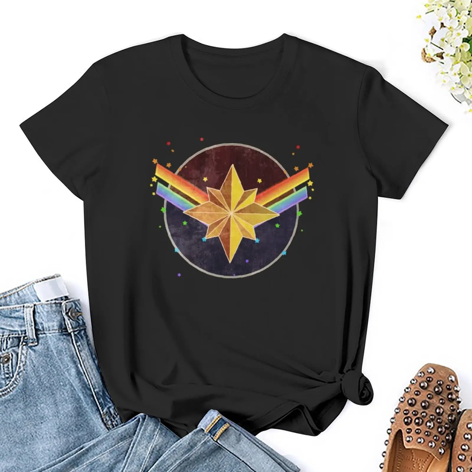 Regenboog Captain 2 T-Shirt Grappige Vrouwelijke Hippie Kleding Tees Vrouwen Kleding