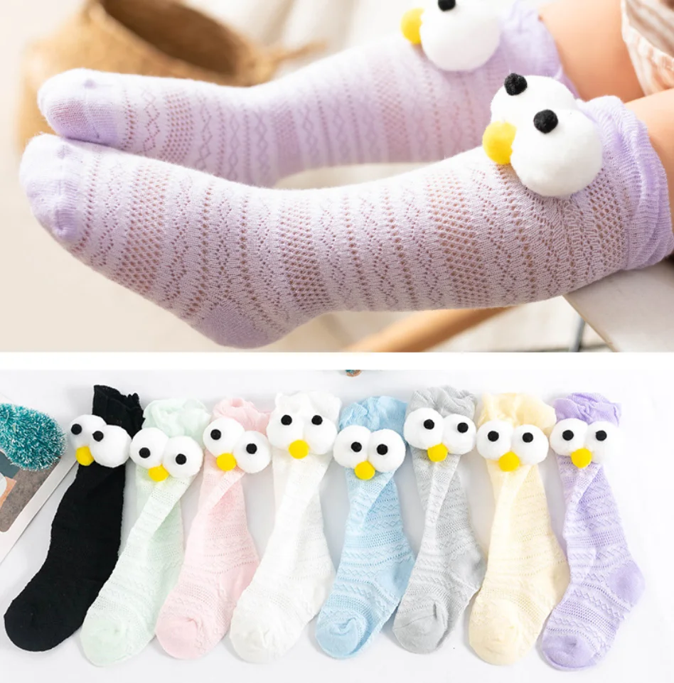 Infant Mesh Three-dimensional Big Eyes Long Socks Anti-mosquito Summer Thin Breathable Stockings Baby Over Keen High Socks Girls