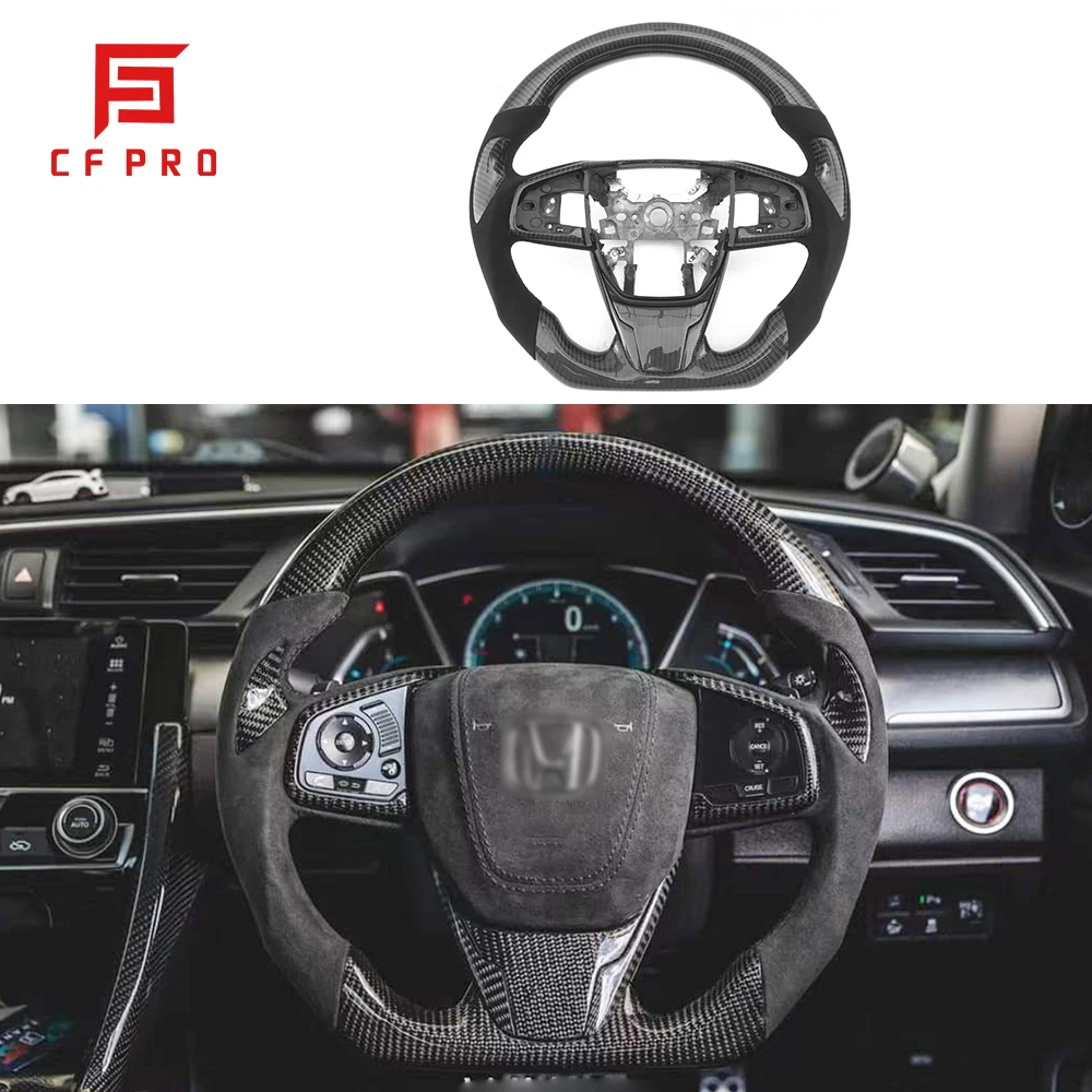 Carbon Fiber Steering Wheel For Honda Civic 10th Gen FK8 2016-2018 Customized