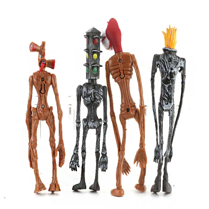 4Pcs/set Cartoon Siren Head Action Figure Model Creative PVC Horror Sculpture With Light Glow Toy For Children Boys Collection