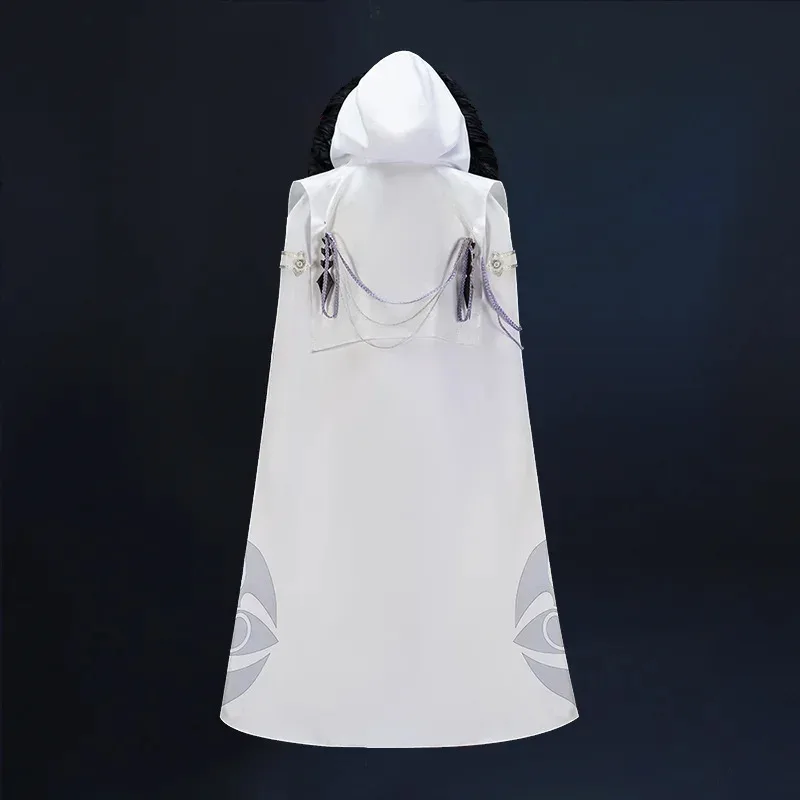 أزياء CyGenshin Impact Scaramouche التأثيرية شعر مستعار Balladeer عباءة بقلنسوة Fatui Harbingers زي كيب لحفلات الهالوين للنساء والرجال