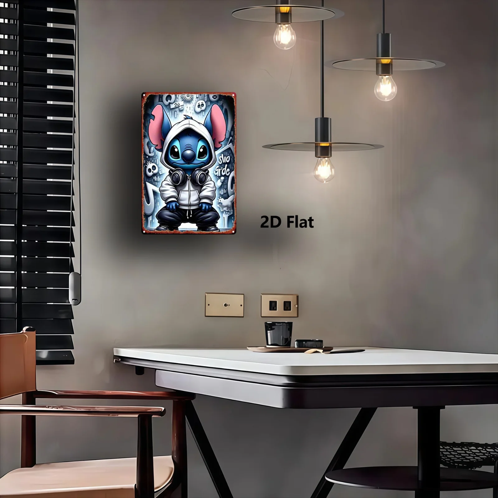 قطعة واحدة من لوحة فنية جدارية معدنية على شكل موسيقى غرزة - لوحة زخرفية حديدية ريفية مقاس 20.32 × 30.48 سم مع تصميم ملهم، مثالية للأطفال