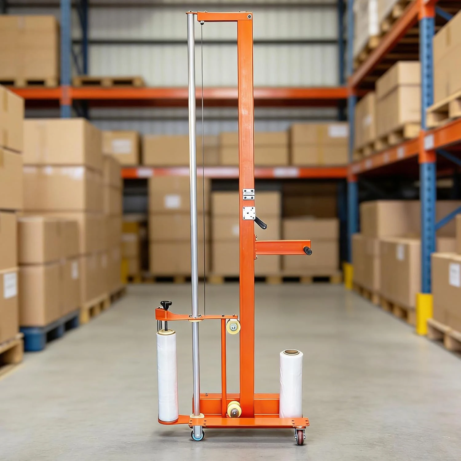 Hand-push Lifting Wrapping Machin Stretch PVC Pe Film Packer Manual Dispenser Film Pallet Strapping Machine