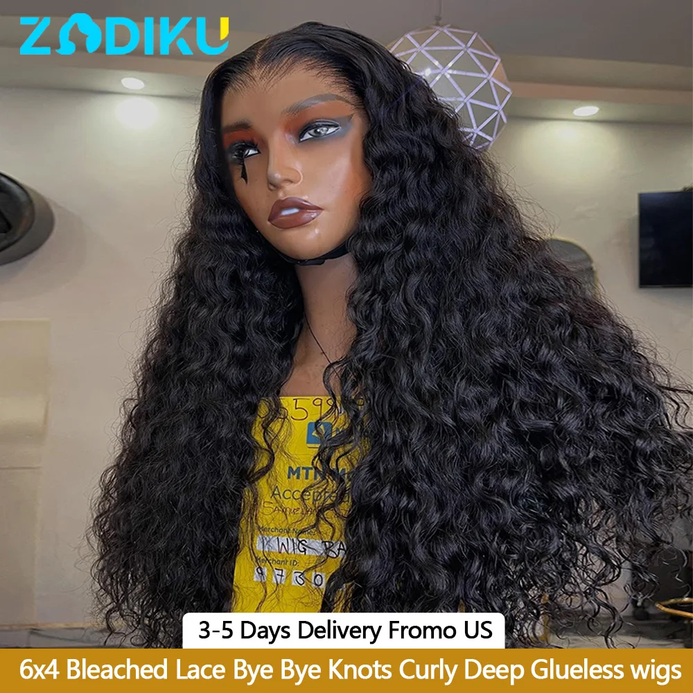 ZIDIKU 30 بوصة مجعد موجة عميقة غلويليس الباروكات شعر الإنسان جاهز لارتداء 100% البرازيلي شعر الإنسان 6x4 HD شعر مستعار الدانتيل على التخليص بيع