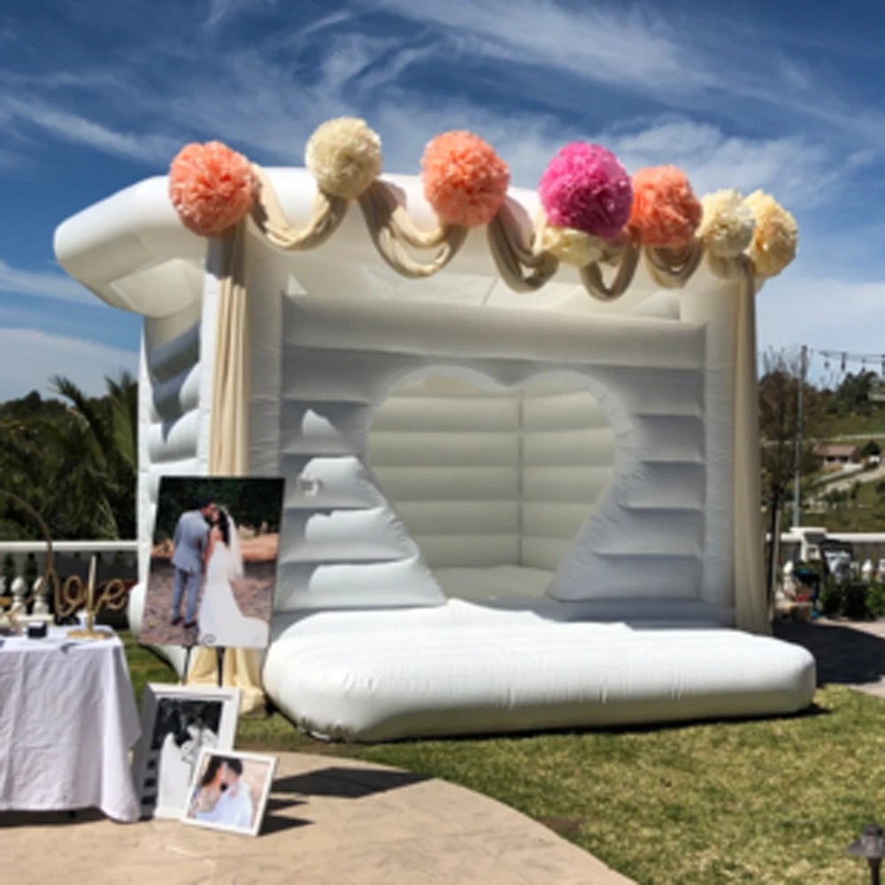 

wholesale wedding white inflatable bouncy castle jumping bouncer bounce house with heart shaped door for adult party