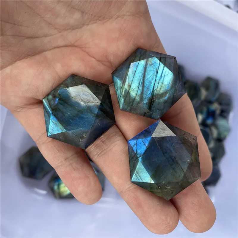 Natural High Quality Labradorite Stone Mineral Specimen Moonstone Crystal Handicraft Decorate Stones Healing Star Of David Shape