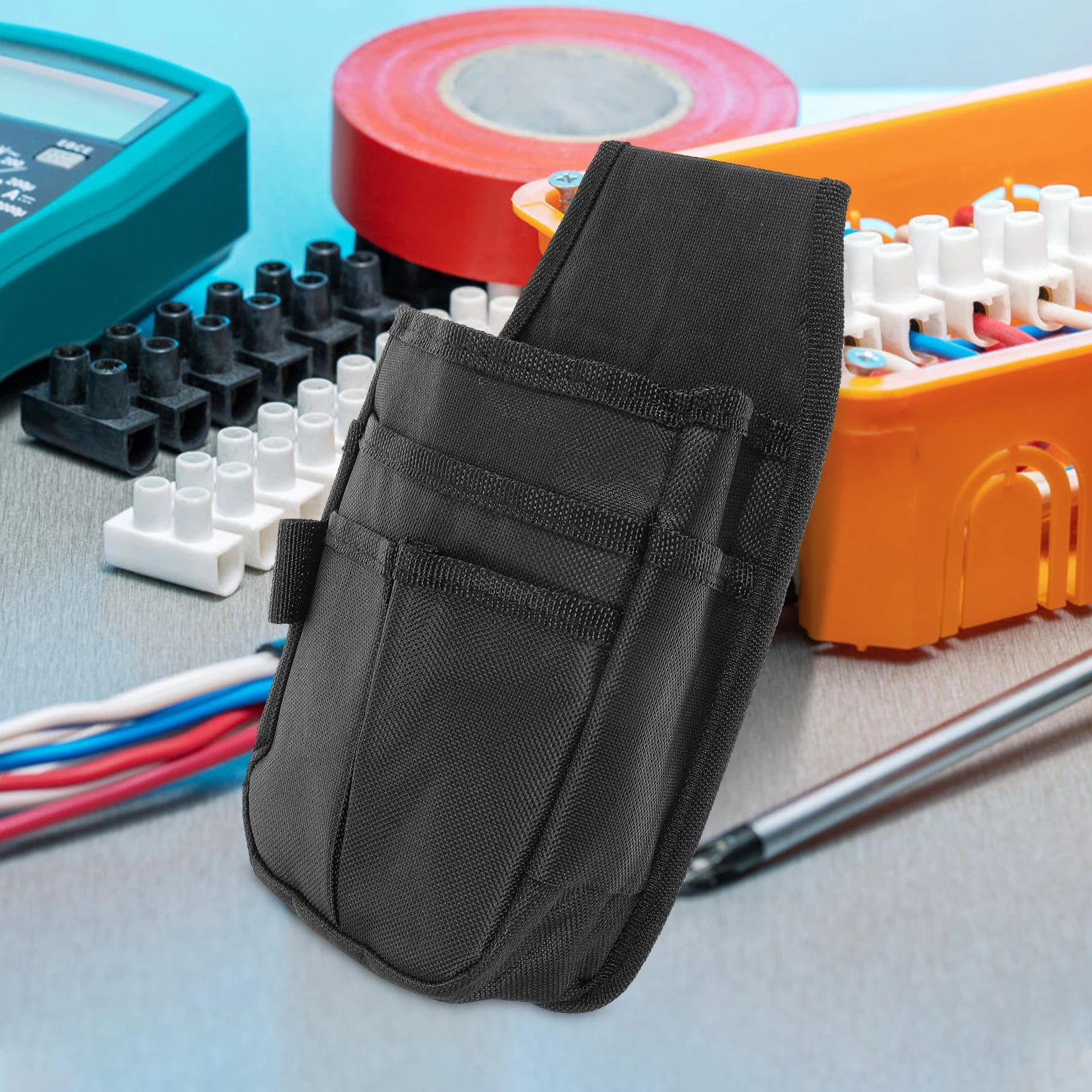 

1pcs Multi Pocket Bag Electricians Black Trim Durable Cloth Compact Storage Belt Pouch Utility Organizer for for Maintenance
