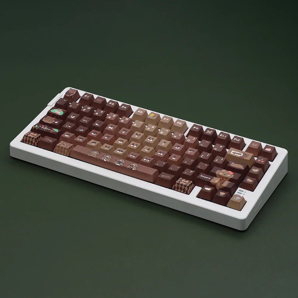 Geluksbeer Bruine Geleidelijke Keycap Voor Kersen Profiel Pbt Materiaal Retro Stijl Toetsenbord 139/151 Toetsen Schattige En Vintage Keycaps