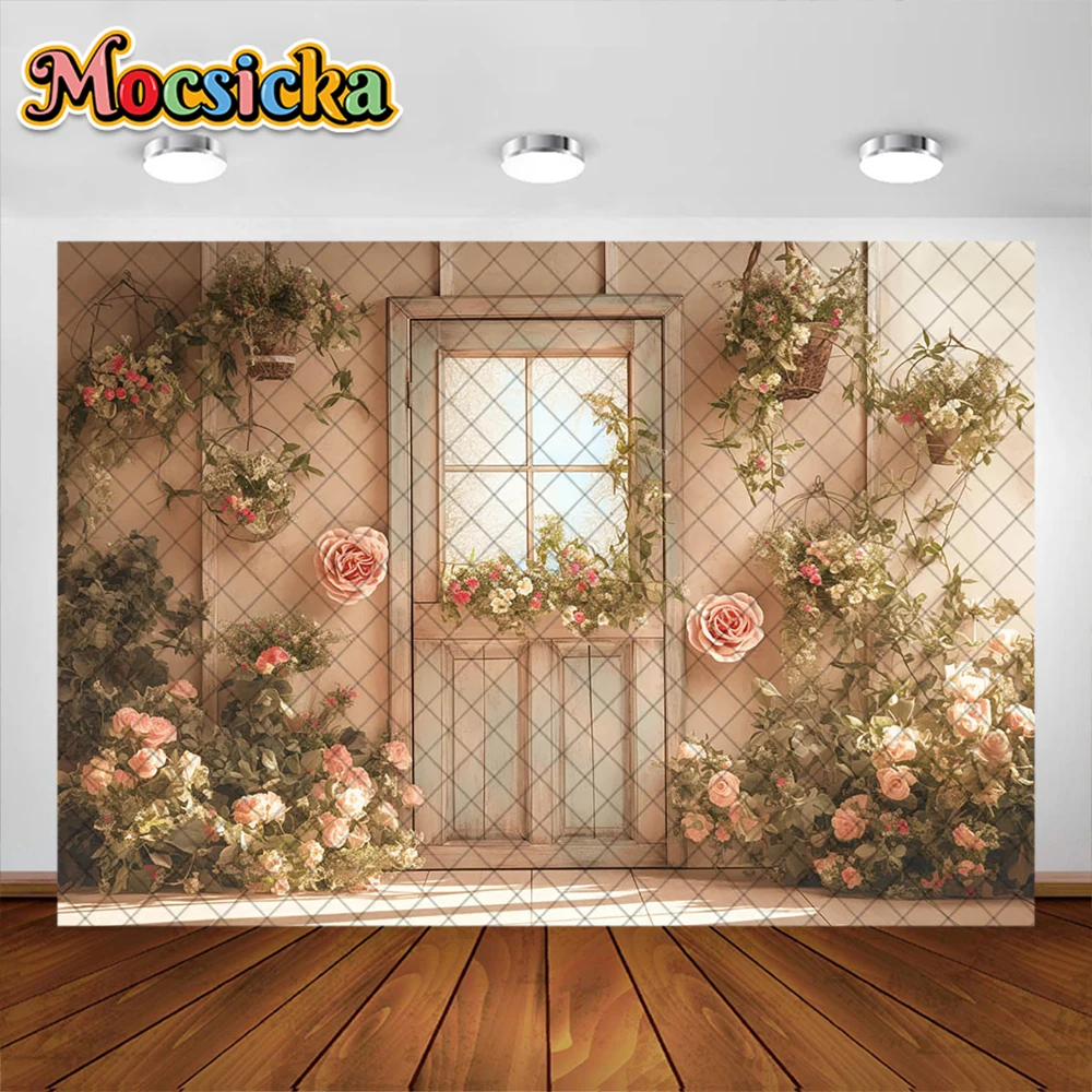 Spring Photography Background Valentine's Day Room Floral Decoration Backdrops Couple Newborn Portrait Photo Studio Props Banner