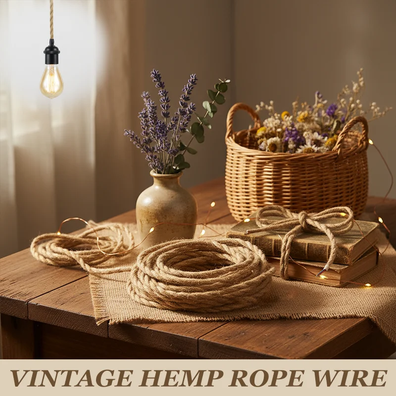 Lamp Cable, Braided Rope Electrical Wire, Vintage Pendant Cord, 2 Core Copper, E27, Kitchen Island