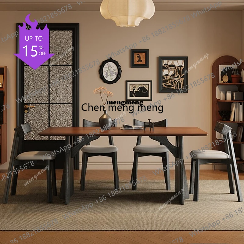 

French Retro Solid Wood Dining Table Modern Minimalist Rectangular Dining Room Long Table Living Room Home Furniture