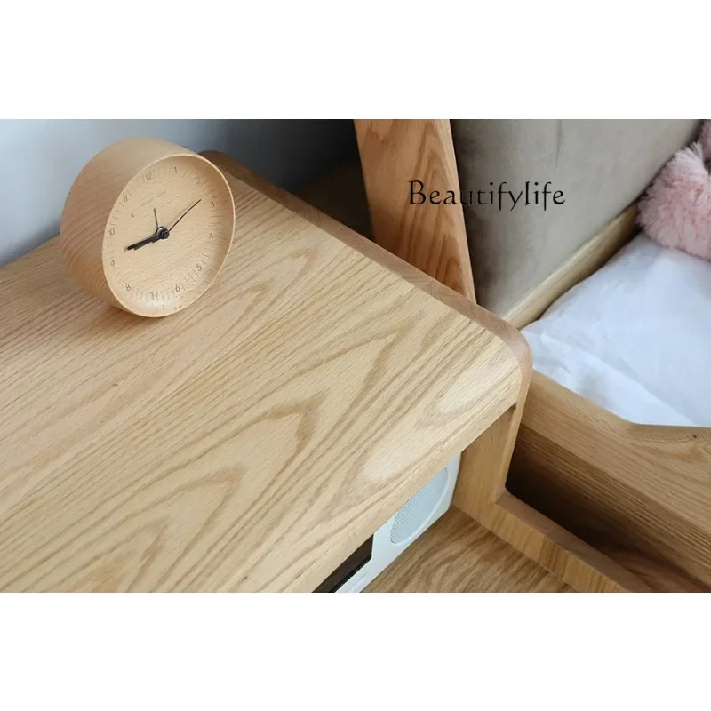 X Nordic Modern Simple Solid Wood Bed Red Oak Black Walnut Small Apartment Master Bedroom 1.8 Double Bed