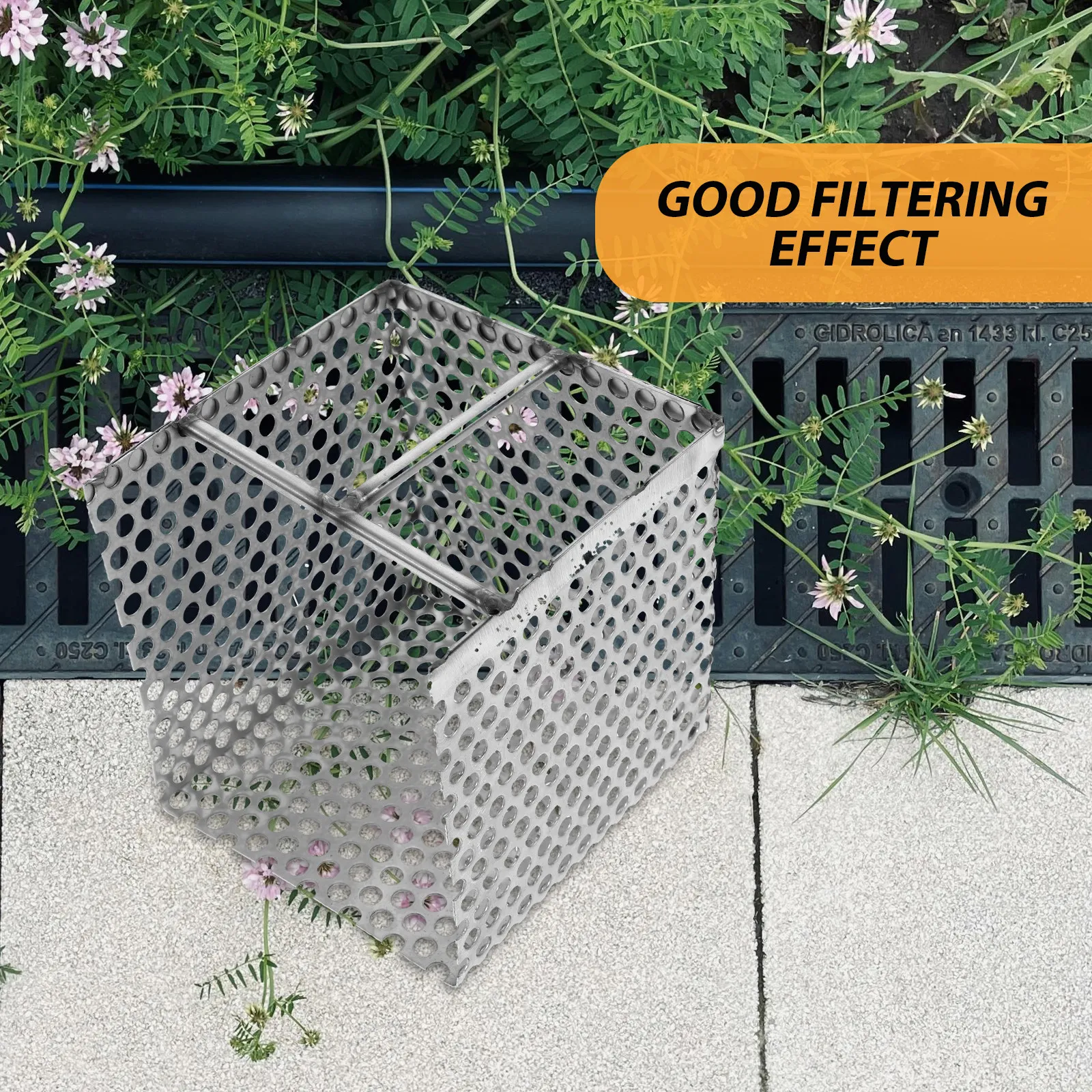 

Universal Stainless Steel Drain Filtering Basket Fine Mesh Gutter Strainer for Hotels Restaurants Commercial Drain Channels Easy