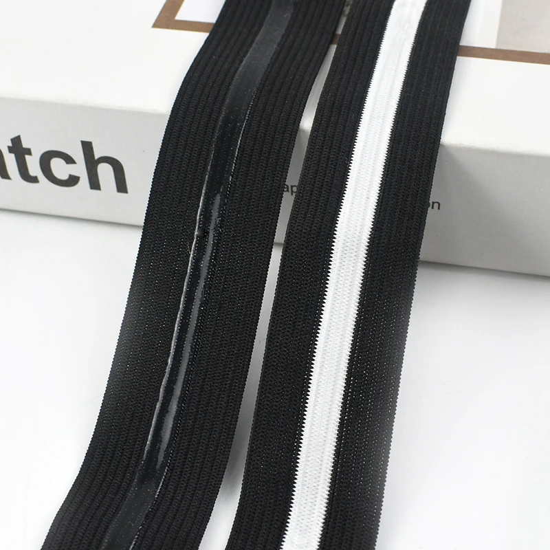 

1/2M Meetee 25mm Black White Striped Elastic Band Non Slip Rubber Tape Bra Strap Garment Stretch Bands DIY Sewing Accessories