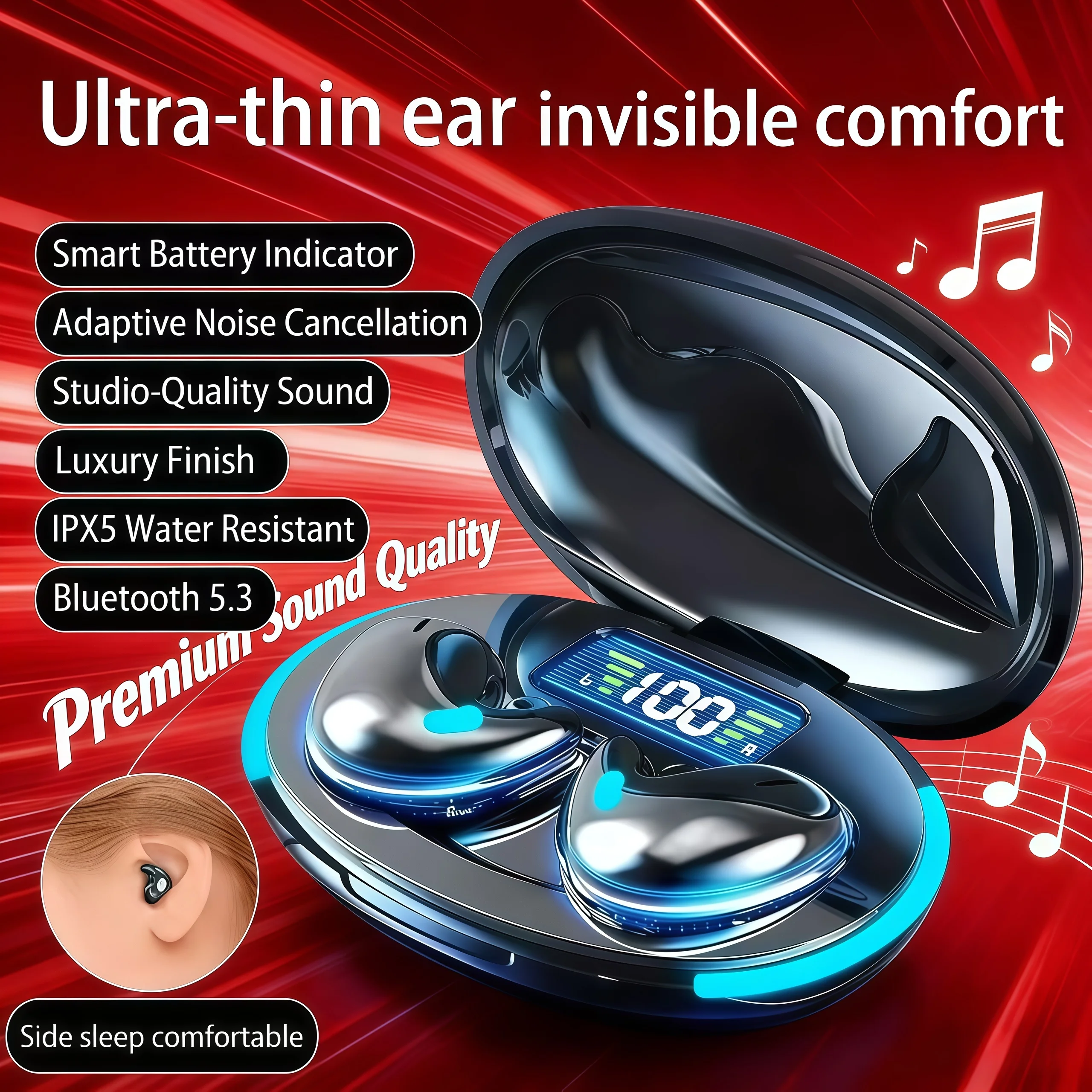 

New style X55 Wireless Earphones Headphones Noise Reduction Sport Game Sleep Bluetooth 5.0 Earbuds HIFI Stereo Music Headset