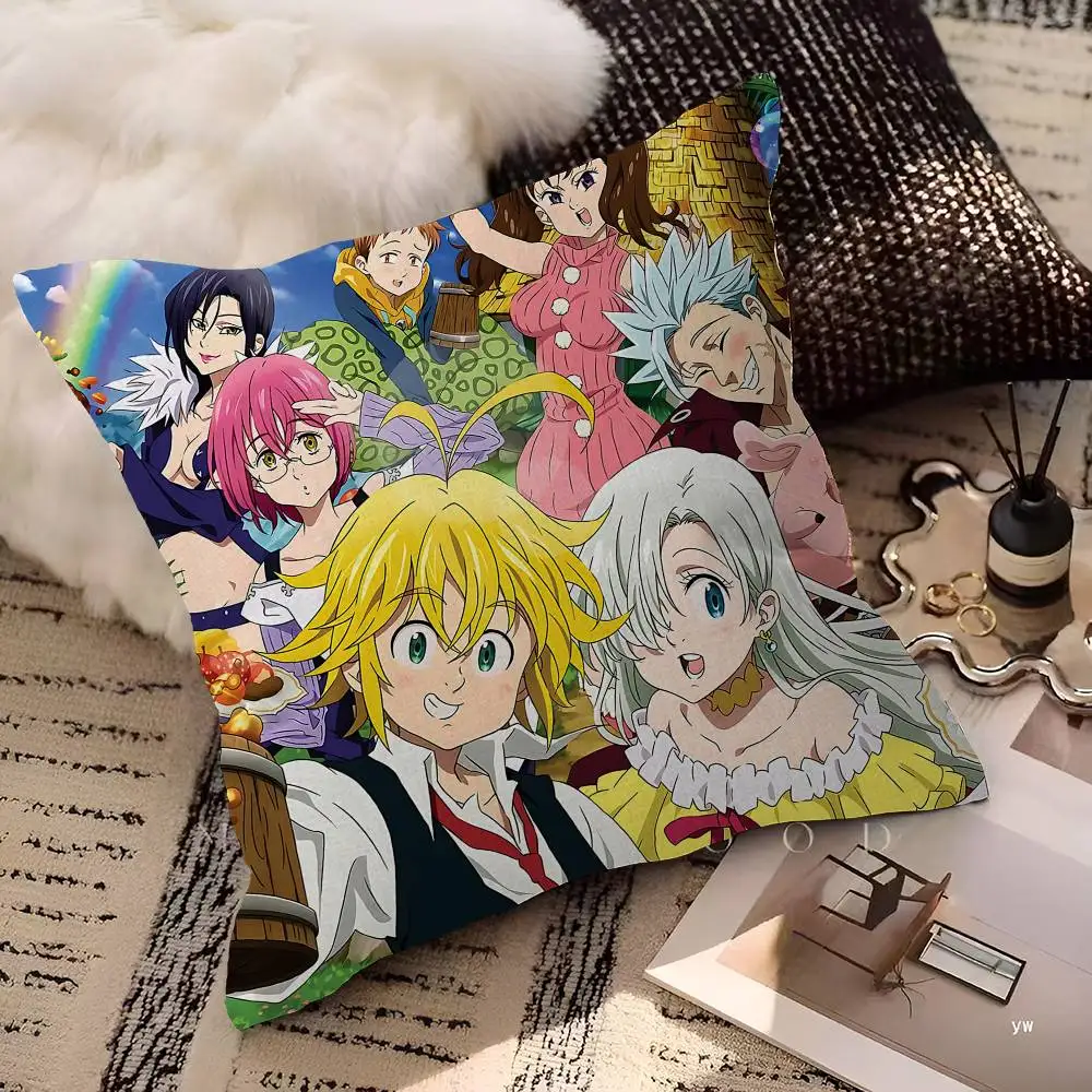 حار أنيمي الخطايا السبع المميتة وسادة غطاء لغرفة النوم وغرفة المعيشة أريكة غطاء الوسادة الزخرفية #3