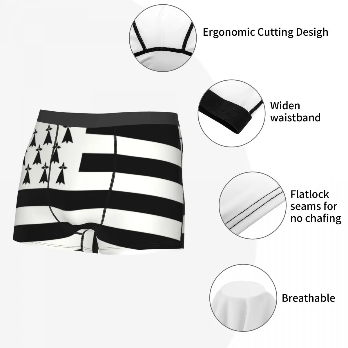 Custom Male Fashion Flag Of Brittany Underwear France Region Sign Identity Nation Boxer Briefs Soft Shorts Panties Underpants