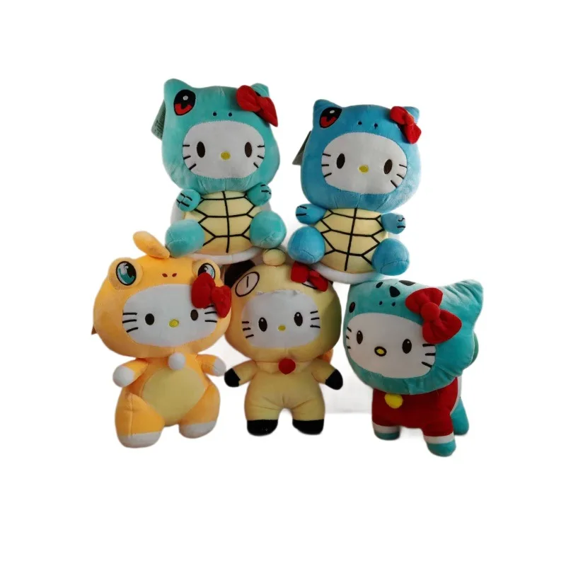 MINISO 25cm Super lindo Pok é mon Jenny Turtle Bulbasaur Hellokity gato muñeco de peluche decoración de habitación muñeca regalo